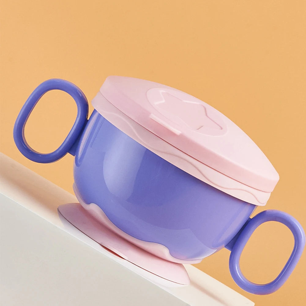 Children Tableware Baby Plastic Snack Bowl High Suction Double Handle Snack Cup Snacks Storage Box Kids Feeding Bowl
