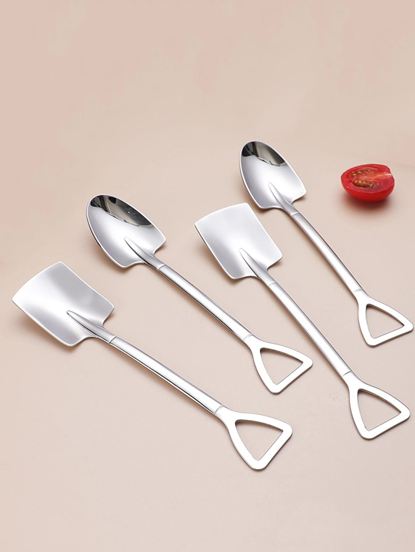 10pcs Stainless steel shovel spoon pointed shovel shovel spoon coffee spoon scoop of ice cream dessert spoon