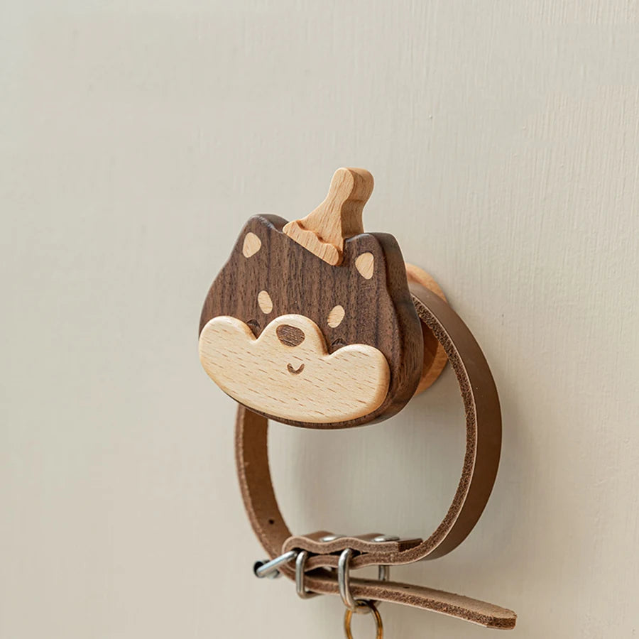 1pcs Animal Wooden Hooks Cute Room Decor Hook Wall Keychain Coat Hook Home Door Wood Hook Hanger Kitchen Accessories Gadget
