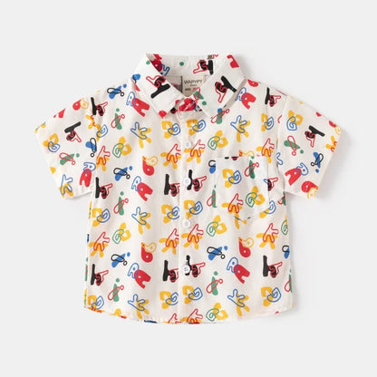 Fashion Baby Shirts 6 to 12 18 24 Months Toddler Boys Shirts Cotton Cars Lion Print Shirt for Boy Blue White Yellow Kids Clothes