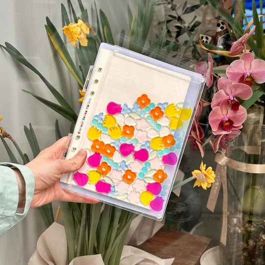 Transparent And Visible Acrylic Notebook Diy Creative Stationery A7/A5 Notebook Quicksand Loose Leaf Notebooks Students Supplies