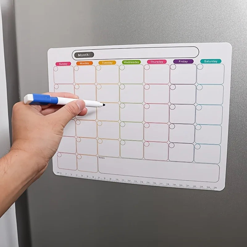 A Refrigerator Magnet ,Monthly And Weekly Planner, Magnetic Calendar Sticker, Soft Note Message Board