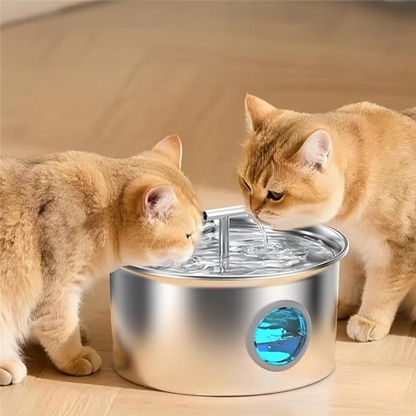 ABJN-Cat Water Fountain Stainless Steel Cat Fountain For Drinking For Small Dog Large Kitty EU Plug