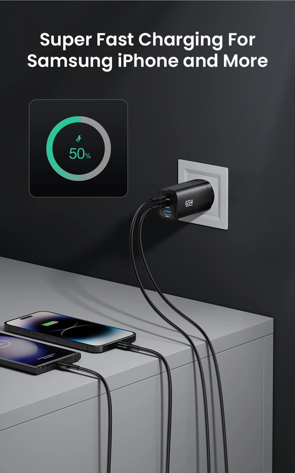 65W GaN USB Type C Fast Charger For Laptop PPS 45W PD QC 3.0 Quick Charge For iPhone 14 13  Samsung Xiaomi Realme Phone Charger