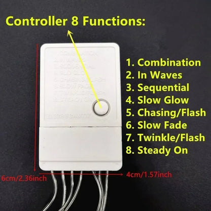 LED String Light 220V EU Plug Night Light 8 Modes Indoor Outdoor Decor Wedding Party Christmas Tree Home Garden Patio Decoration