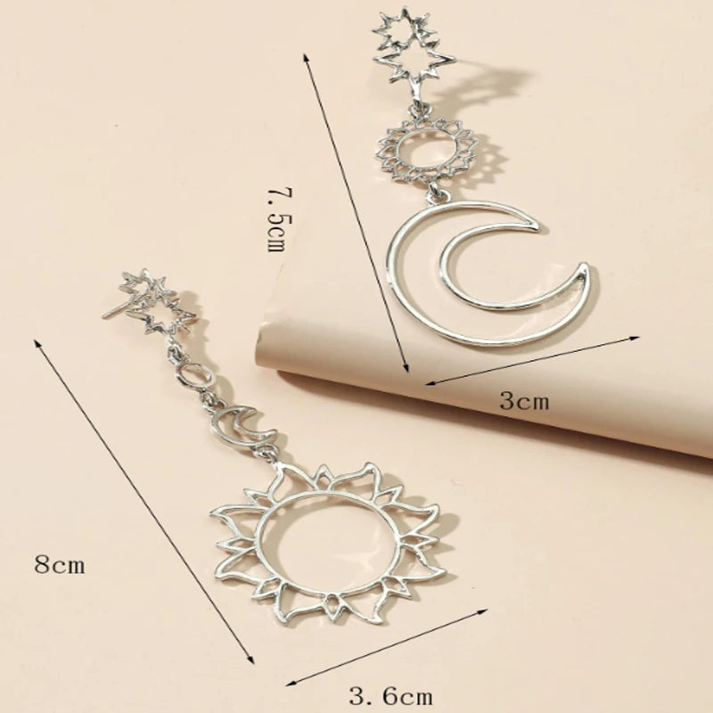 Sun and Moon Earrings / Moon Phase Earrings  / Celestial Jewelry / Crescent Earrings / Moon Earrings / Bohemian Earrings