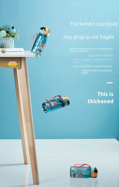 Kids Cartoon Water Sippy Cup with Straw Cute Bear Leakproof Water Bottles Outdoor Portable Drink Bottle Children's Lovely Cup