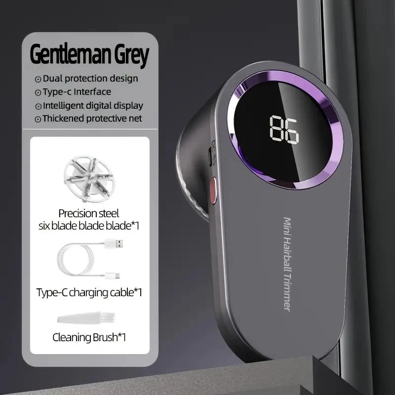 [Rechargeable Lint Remover] Portable Lint Remover Ball | USB Rechargeable Fabric Shaver & Clothes Trimmer with Digital Display,