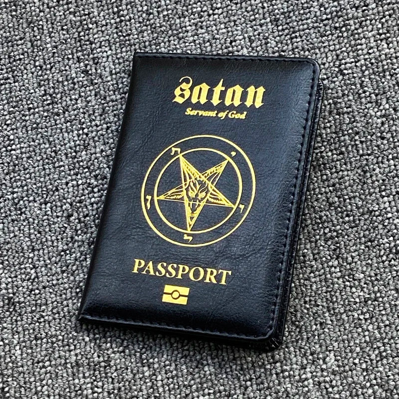 Satan Servant of God Passport Holder Pu Leather Passeport Case Women Travel Wallet Covers for Passports