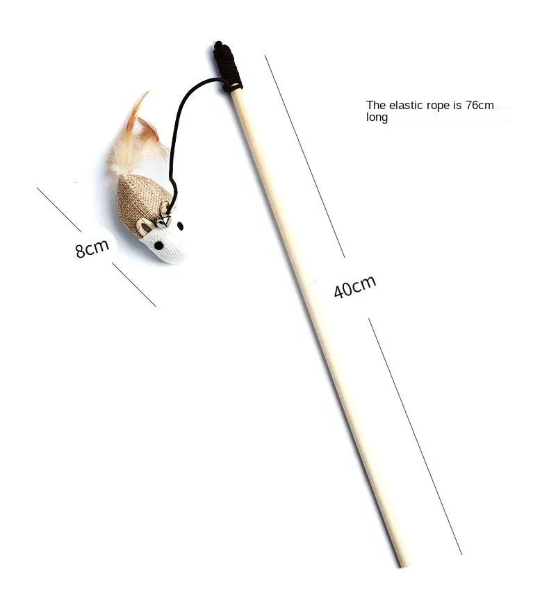 Interactive Cat Toy Kitten Funny Colorful Rod Cat Wand Toys Wood Pet Cat Toys Interactive Stick Pet Cat Supplies Stick Playing