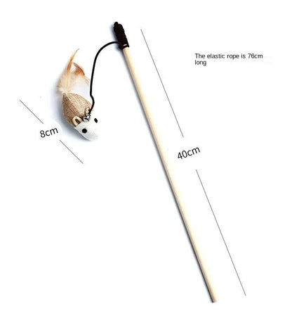 Interactive Cat Toy Kitten Funny Colorful Rod Cat Wand Toys Wood Pet Cat Toys Interactive Stick Pet Cat Supplies Stick Playing