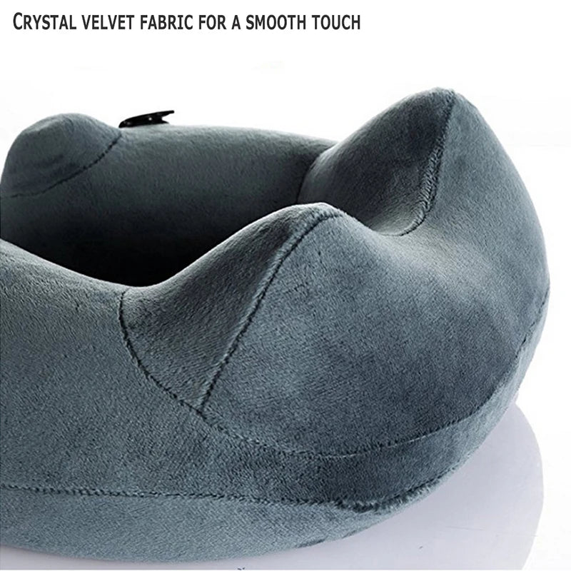 Travel Inflatable Pillow Soft Neck Support Lightweight Ergonomic For Sleeping On Planes, Cars And Trains Storage Bag Included