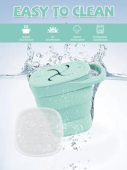 Baby Silicone Snack Cup Baby Portable Baby Snack Box Feeding Trianing Baby Food Storage Soft Silicone Snack Box Boys Girls Gifts