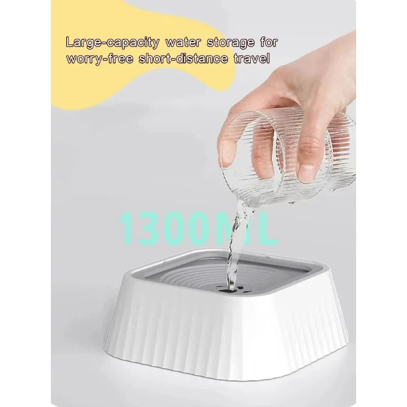 Pet Water Bowl Non-wet Mouth Cat Neck Guard Dog Buoyancy Birdbath Pet Water Fountain with Floating Plates No Spill Water Bowl