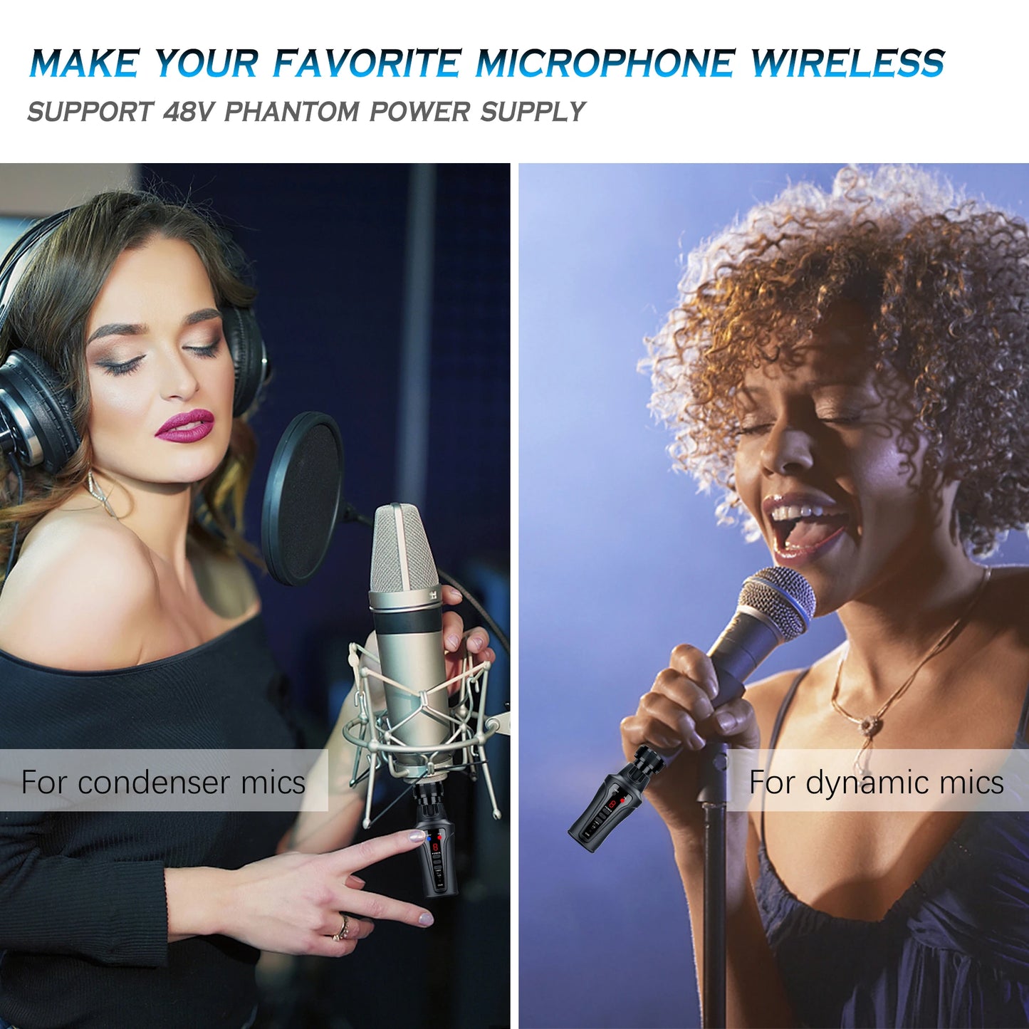KIMAFUN UHF Wireless XLR Mic System for Dynamic Microphone,Condenser Microphone Wireless System for Audio Mixer,PA System