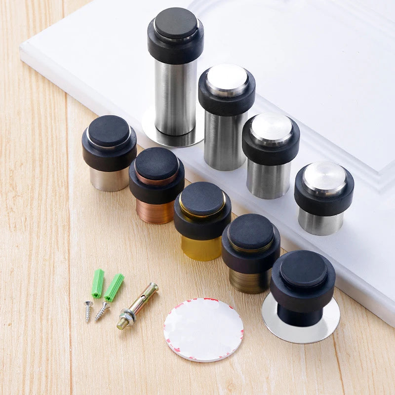 Rubber Door Stopper Stainless Steel Door Protective Pad Wall Protector Door Stop Anti-collision Door Holder Door Stops Hardware