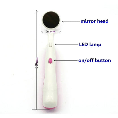 TJDent LED Light Super Bright Mouth Mirror Dentist Illuminated Mirror Teeth Hygiene Oral Cleaning Check Tool Dentist Instrument