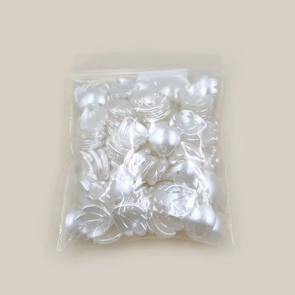 20pcs White ABS Pearl Leaf Shaped Loose Beads For DIY Handmade Crafts Hair Jewelry Accessories