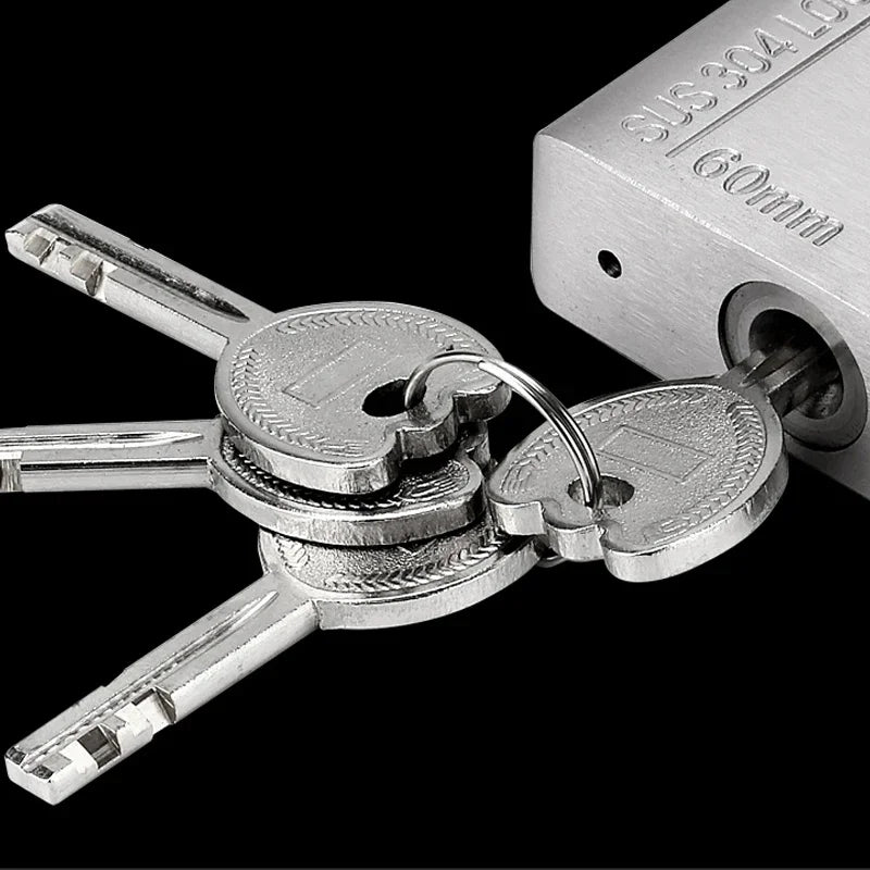 304 Stainless Steel Padlock Cabinet Outdoor Lock Head Furniture Lock Waterproof Rust-Proof Door Lock same key with 4 keys