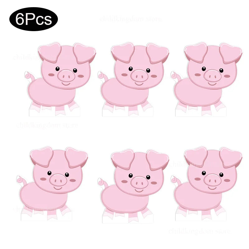 6Pcs Farm Birthday Party Animals KT Board Farm Cow Cutouts DIY Birthday Balloons Farm Theme Birthday Baby Shower Party Backdrops
