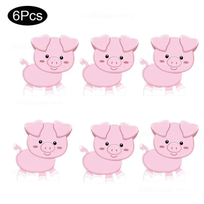 6Pcs Farm Birthday Party Animals KT Board Farm Cow Cutouts DIY Birthday Balloons Farm Theme Birthday Baby Shower Party Backdrops