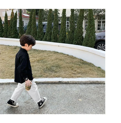 Boys Baby's Kids Blouse Jacket Outwear 2023 Black Spring Autumn Shirts Cotton Gift Plus Size Children's Clothing