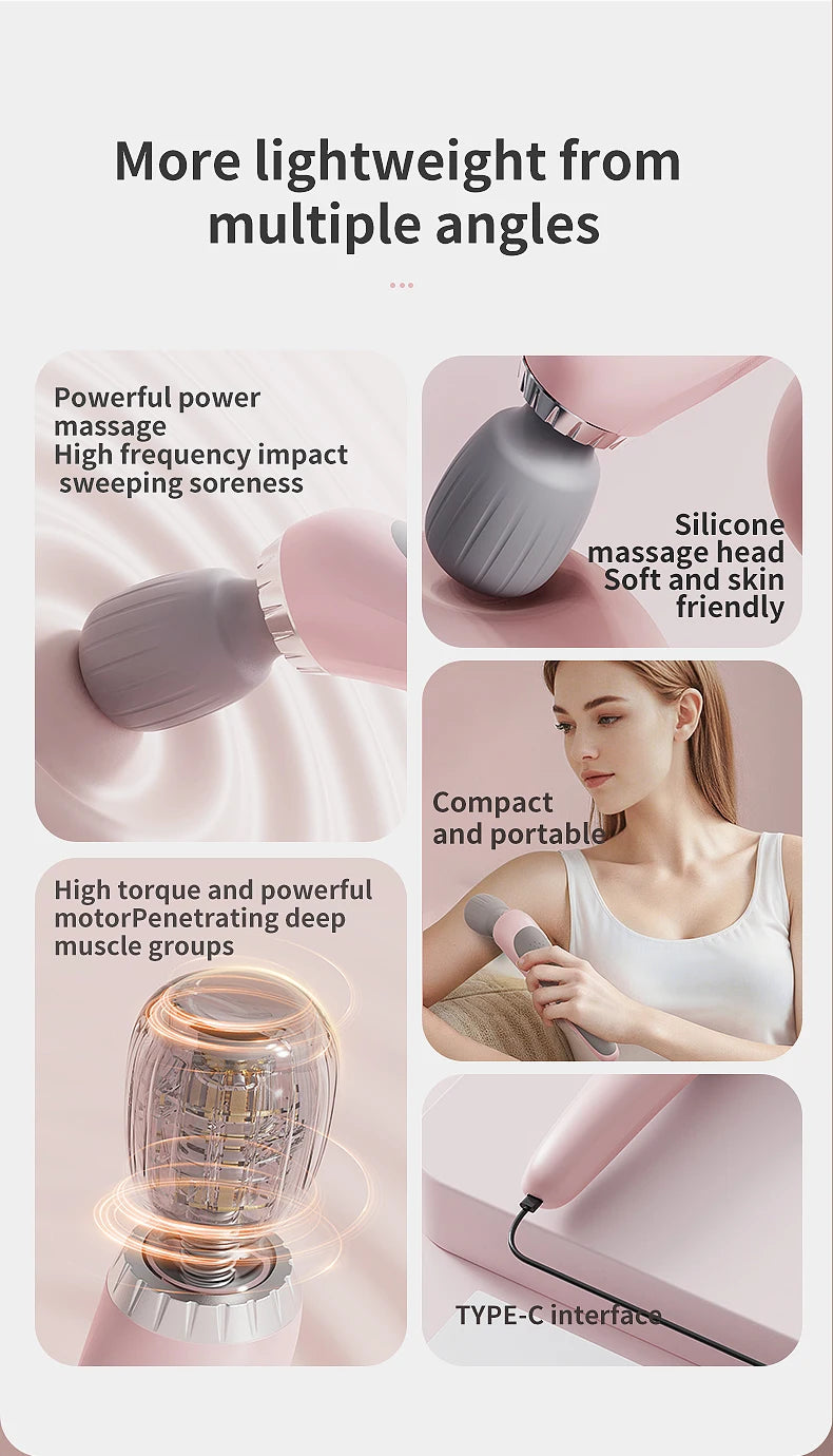 New Portable handheld massager USB rechargeable multifunctional full body massage gun relax neck back legs and waist masajeador