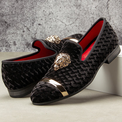 Luxury Brand Loafers Diamond Velvet Men Dress Wedding Shoes Rivets Casual Flats Designer Sneakers