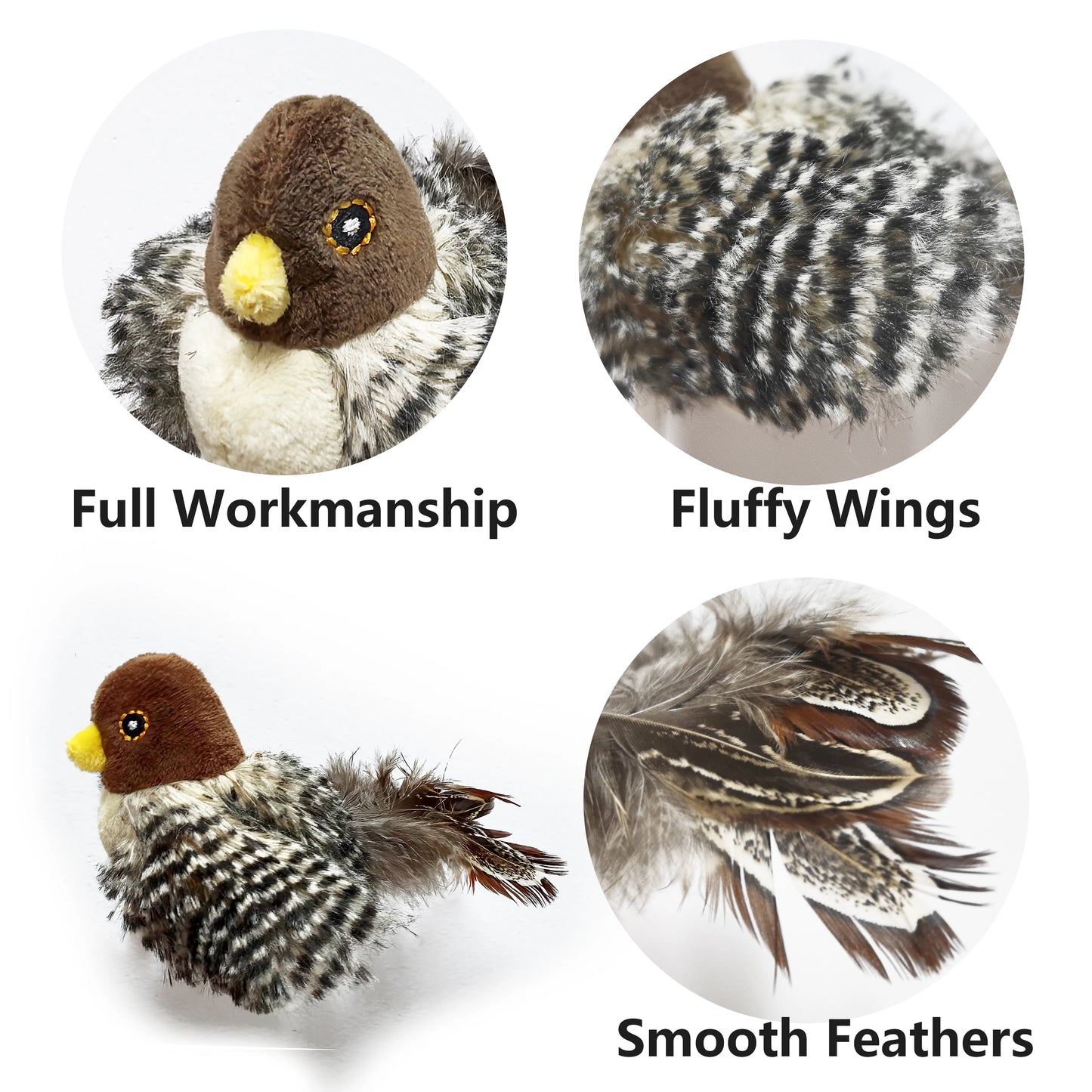 Interactive Cat Toys Electric Squeaky Simulation Bird Plush Cats Pets Teasing Toys with Feather Catnip Kitten Chirping Bird