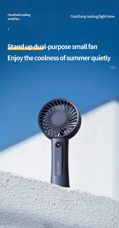 Portable Handheld Fan, Fan 6 Speed Wind LED Display Personal Mini Travel Fan  Hand Held Fan USB Foldable Electric Fan