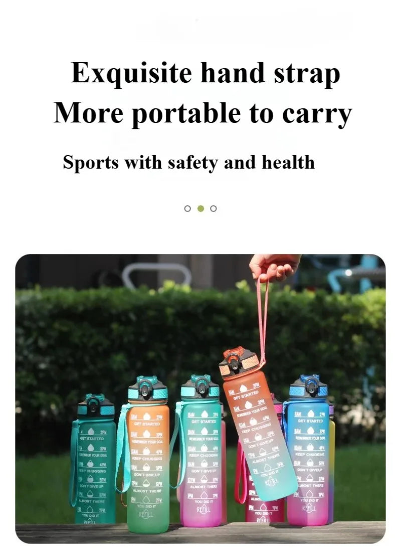 1L 1000ml Water Bottle Liter Stay Hydrated  Material Plastic Sport Bottle Reminder Times Sports Outdoor Fitness Office Running