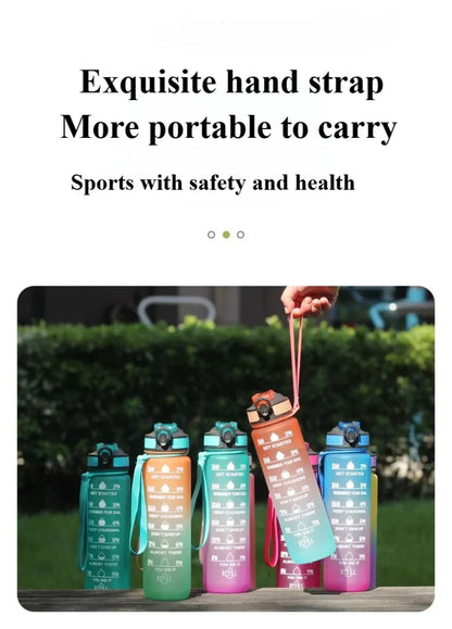 1L 1000ml Water Bottle Liter Stay Hydrated  Material Plastic Sport Bottle Reminder Times Sports Outdoor Fitness Office Running