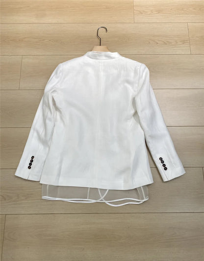 Women's Clothing 2 Piece Set White Suit Coat +High Waisted Wide Leg Pants Elegant  Suit Spring/Summer new