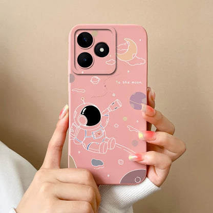 Case For Realme Note 50 Flower Painted Upgrade Lens Protection Soft Back Cover Model RMX3834 Liquid Silicone Phone Protectors