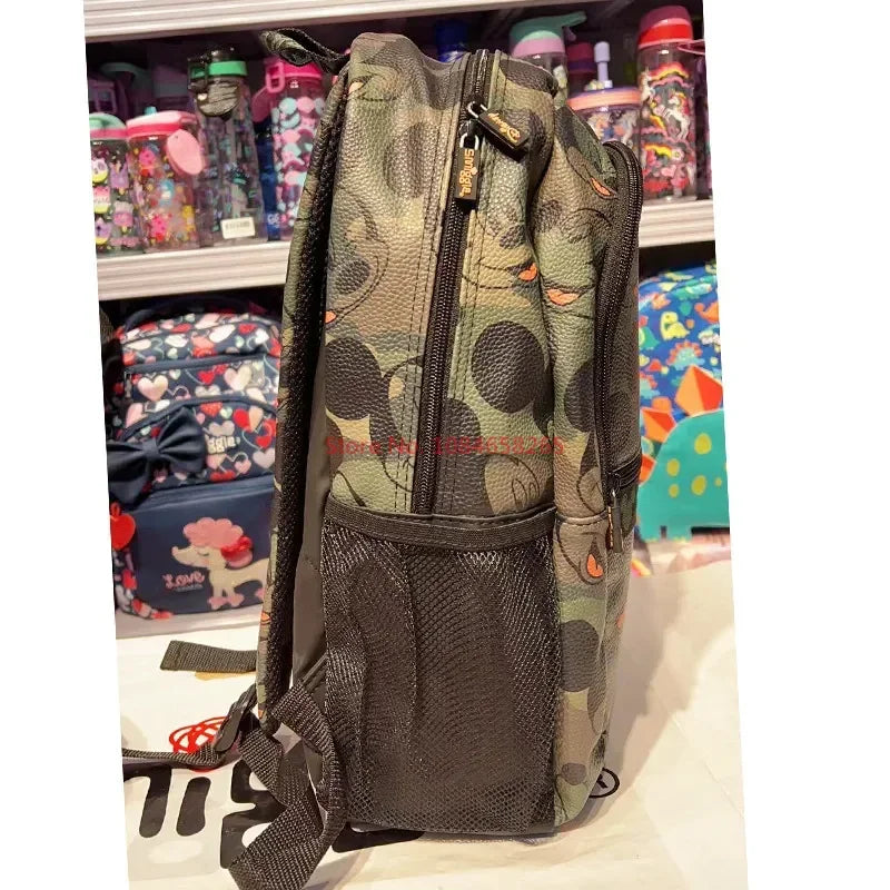 Genuine Australian Smiggle Schoolbag Cute Army Green Mickey Student Children's Large Capacity Backpack Meal Bag Student Gift