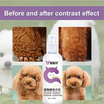 Dog Conditioner Spray 100ml Deodorizing Dog Grooming Spray Anti-Static Ph Balanced Dog Hair Spray Long Lasting Cat Detangler For