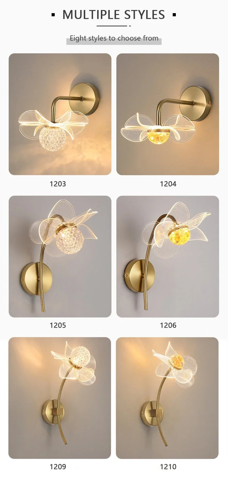 LED Wall Lamp Modern Luxury Flower Shaped Decorative Light Bedroom Bedside Study Dining Room Living Room Background Wall Lamp