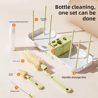 Silicone Baby Bottle Brush Set Soft Bristles Flexible Cup Cleaning Brushes with Storage Box Feeding Bottle Cleaners Home Use