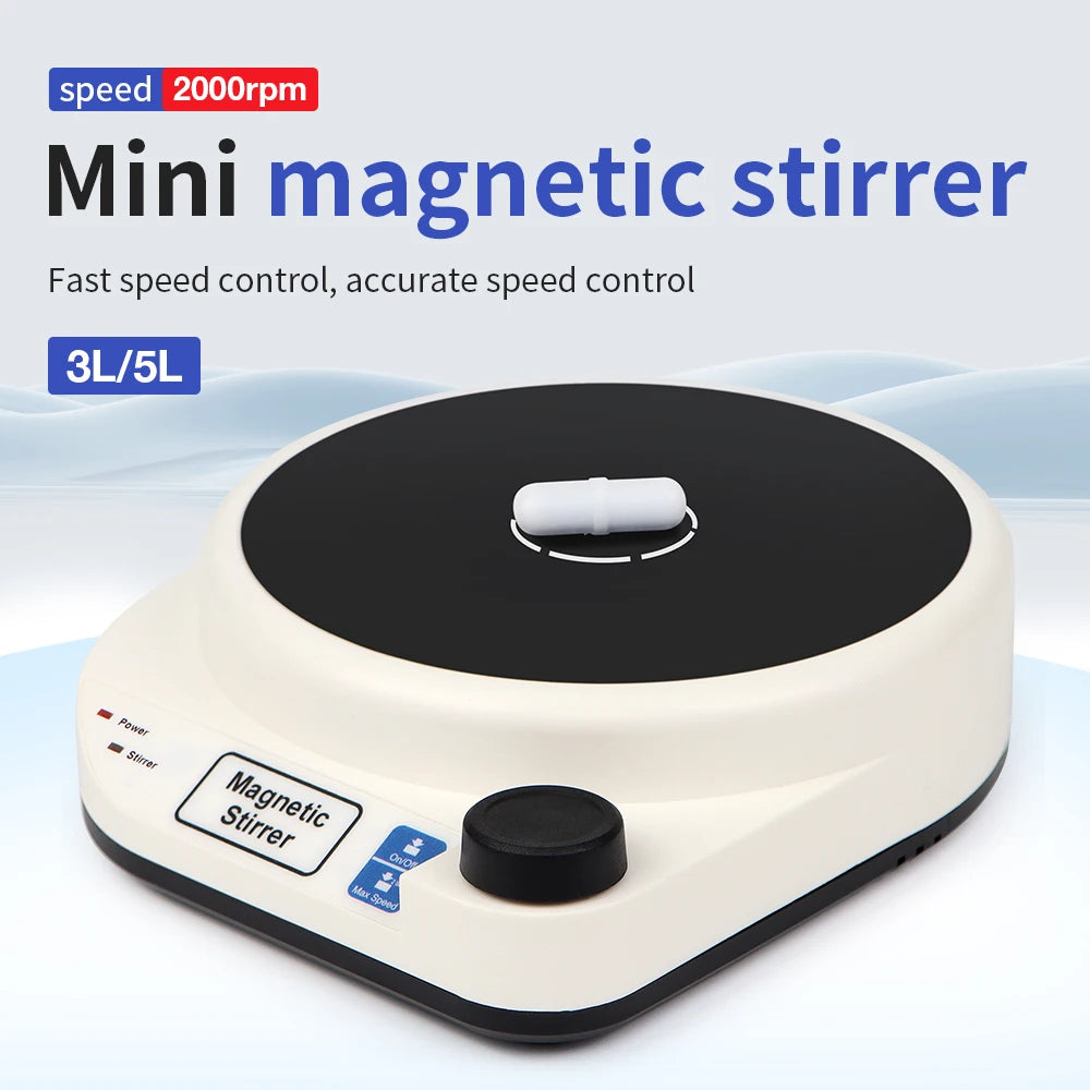 2000RPM Mini Electric Magnetic Stirrer with Stir Bar Brushless DC Motor Magnetic Mixer for Medical Chemical Laboratory EU Plug