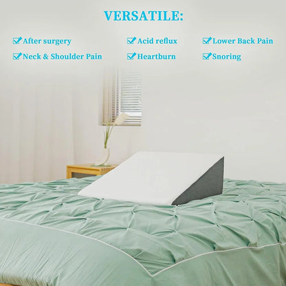 Bed Wedge Pillow for Sleeping, Soft Memory Foam Top, Triangle Pillow Wedge, Body Positioners for Leg Elevation, Snoring Relief