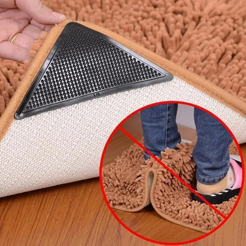 4/8pcs Triangular Carpet Anti Slip Stickers For Tile Floor Carpet Corner Pads Washable And Reusable Nano Anti Slip Fixed Pads