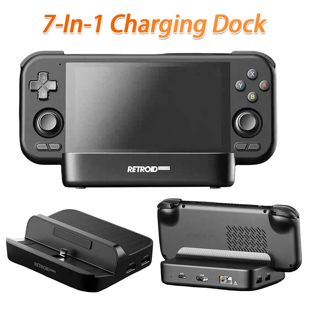7 In 1 Charging Dock for Retroid Pocket 5 Docking Station PD Charging HDMI-Compatible Dock Station Replacement 3*USB3.0 2*USB2.0
