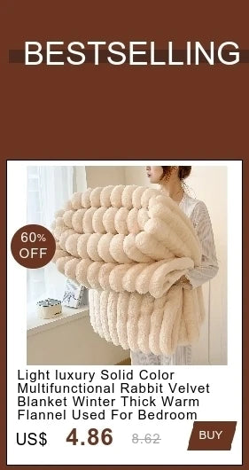 Modern Lightweight Luxurious Solid Color Rabbit Blanket Double-Sided Thick Winter Warm Knee Pads Suitable Bedroom Blankets