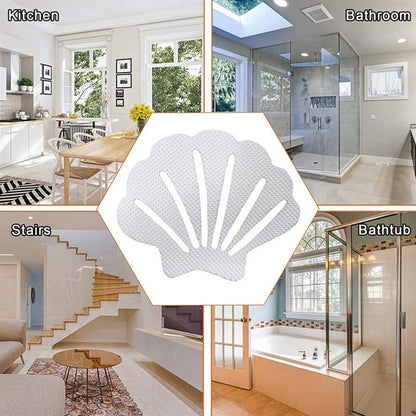12pcs Shell Shape Anti Slip Stickers Anti Slip Bath Grip Stickers Shower Strips Pad Waterproof Adhesive Floor Safety Tape