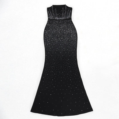 CM.YAYA Diamonds Hot Rhinestones Strapless Women Sleeveless Long Dress 2025 Spring Birthday Party Evening Prom Maxi Dresses