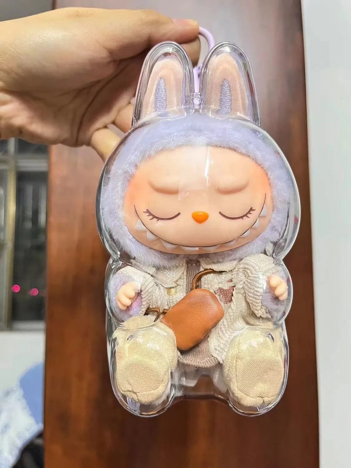 LABUBU V1 V2 transparent protective shell macaron standing protective cover dust cover doll labubu protector case