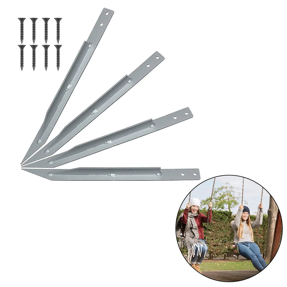 4pcs Swings Metal Anchor Heavy Duty Swing Ground Anchor With Mounting Screws For Securing Outdoor Swings Tool Accessory