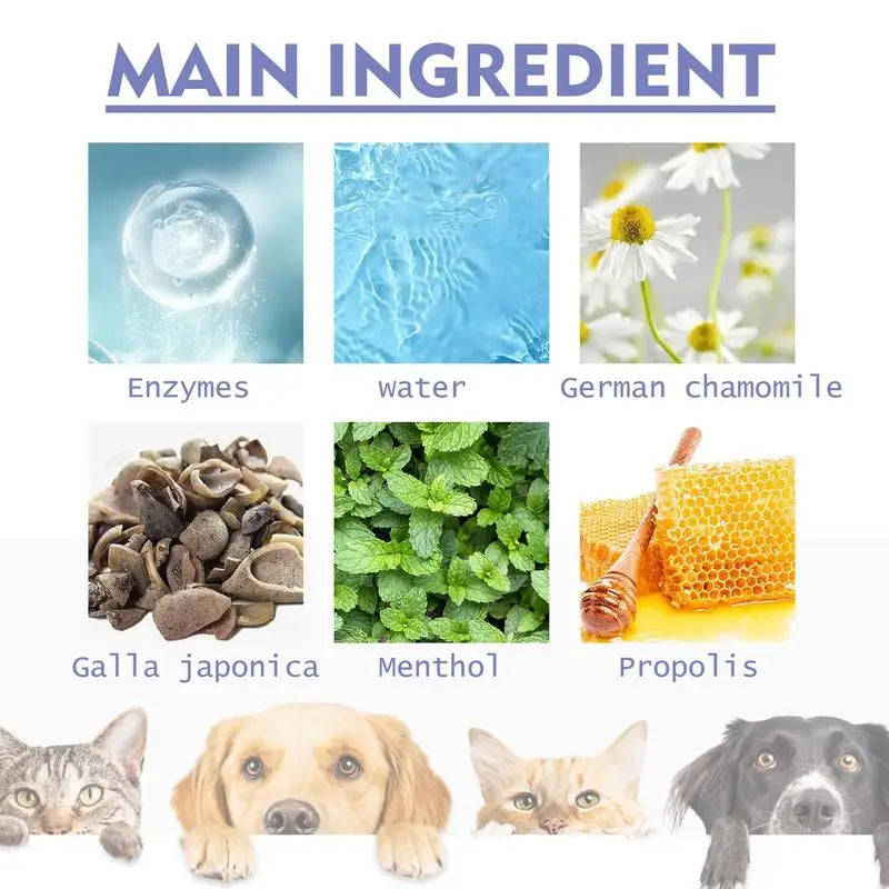 60ml Pet Oral Cleanse Spray Dogs Cats Mouth Fresh Teeth Clean Deodorant Prevent Calculus Remove Kitten Bad Breath Pet Supplies