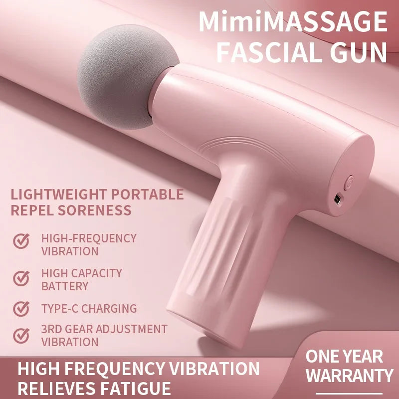 Portable Mini Pink Muscle Massage Gun Deep Tissue Handheld Healing Fascia Gun