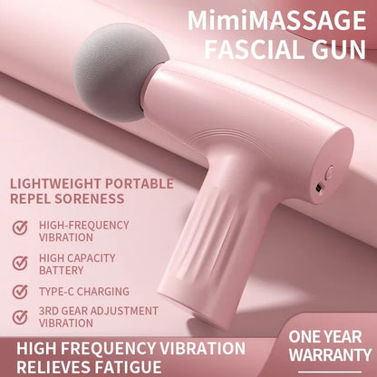 Portable Mini Pink Muscle Massage Gun Deep Tissue Handheld Healing Fascia Gun